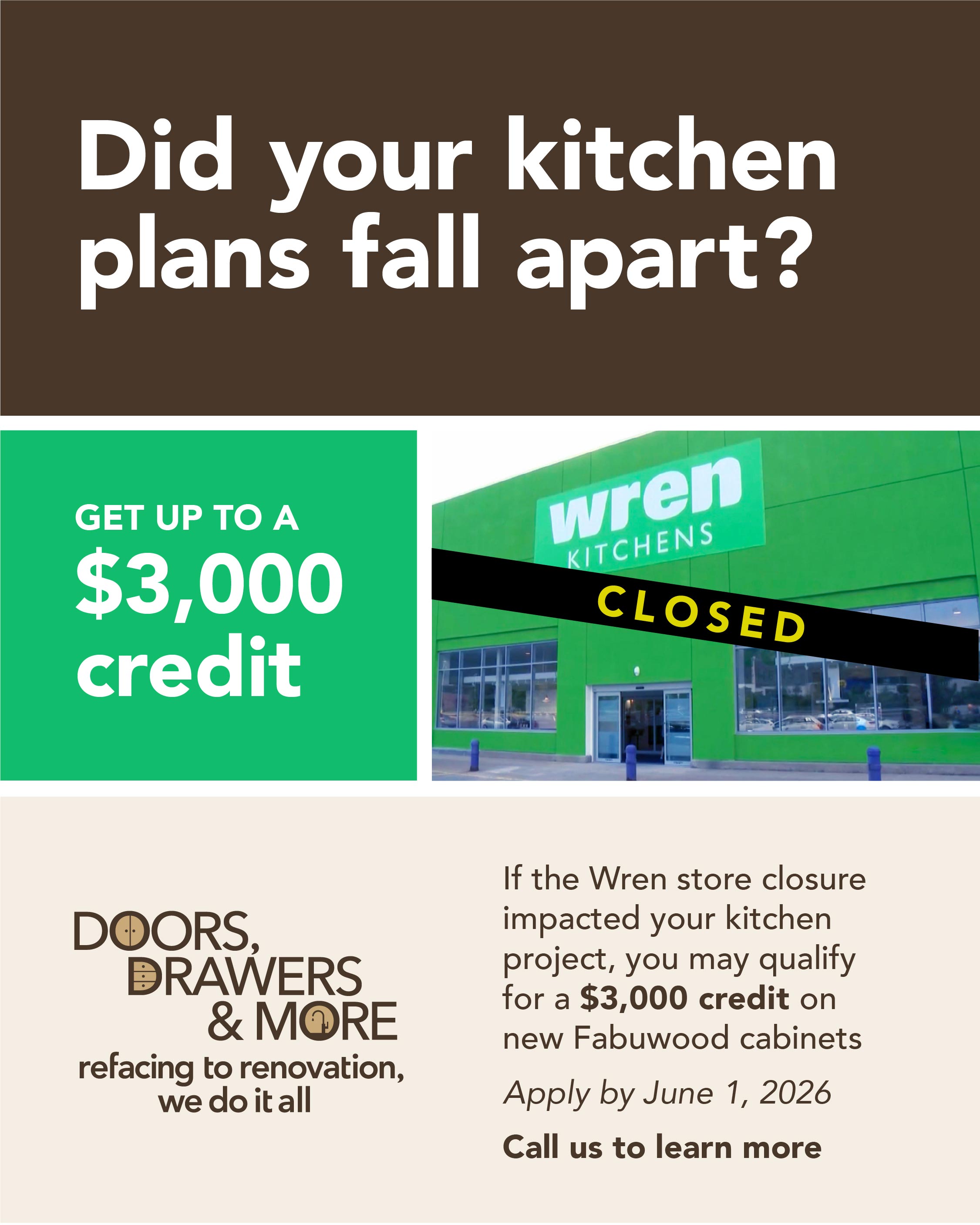 Doors Drawers and More announcement